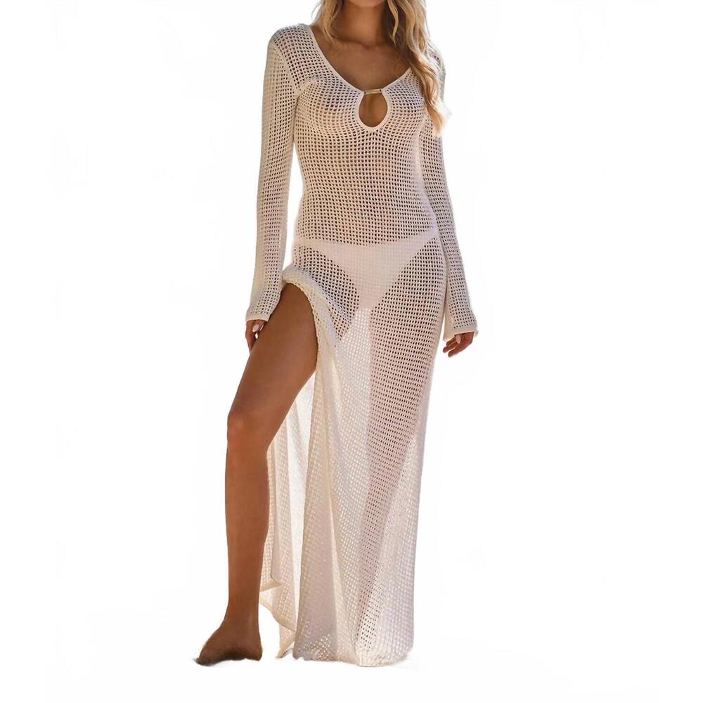 NEW MELISSA ODABASH casey maxi crochet dress in white